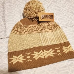 Duluth Trading Co. Women's Pom Beanie Tan and Brown Size Small NWT